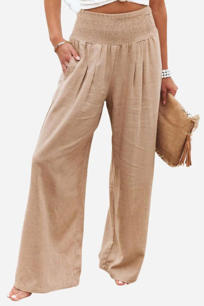 Isadora – Damen High-Waist Palazzo-Hose aus Baumwolle und Leinen