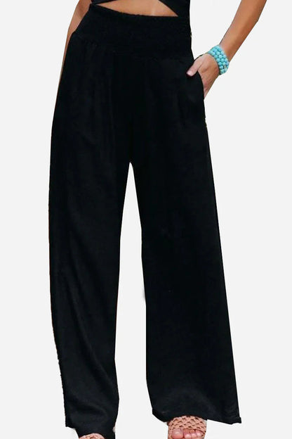 Isadora – Damen High-Waist Palazzo-Hose aus Baumwolle und Leinen