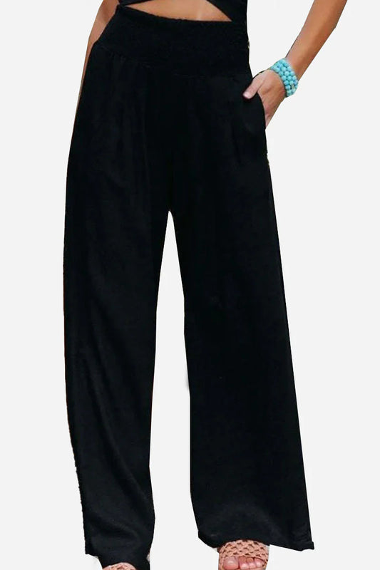 Isadora – Damen High-Waist Palazzo-Hose aus Baumwolle und Leinen