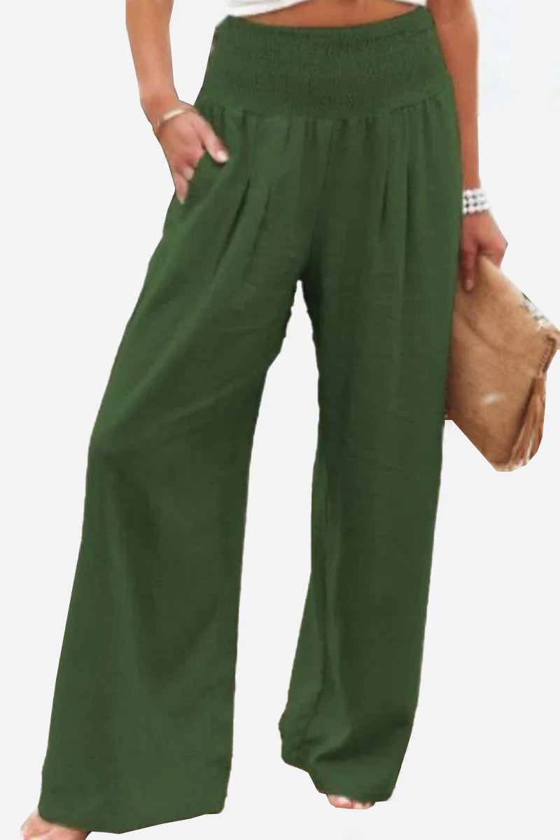 Isadora – Damen High-Waist Palazzo-Hose aus Baumwolle und Leinen